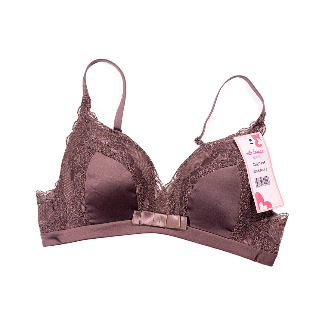 輕薄舒適單排釦無痕蕾絲中厚三角杯內衣