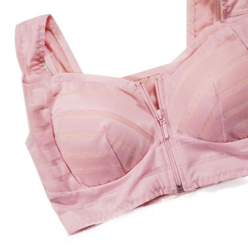 Front zipper without steel ring, breathable large size sleep sports bra