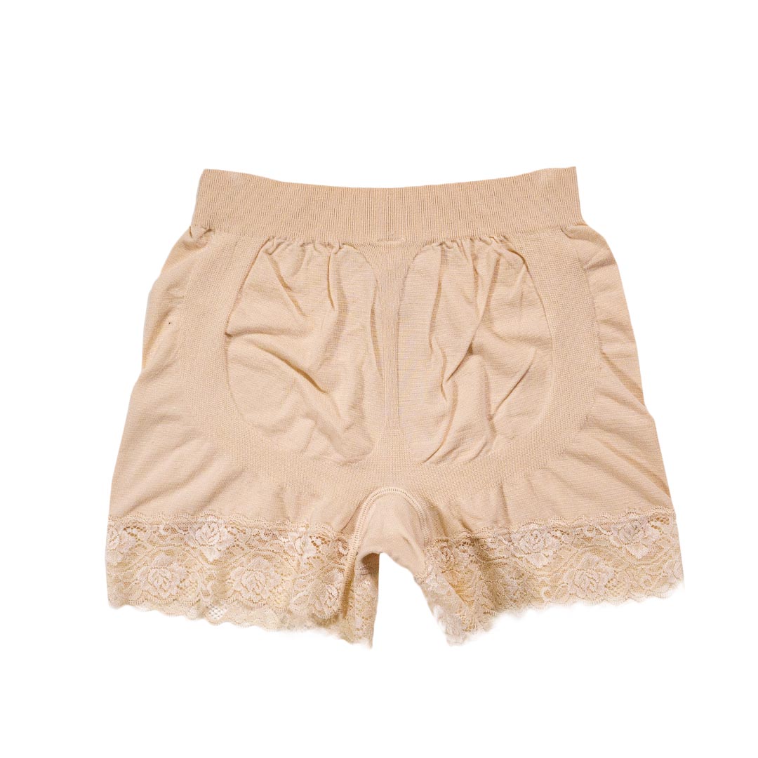 夏季莫代爾雙層襠部蕾絲花邊防走光打底褲