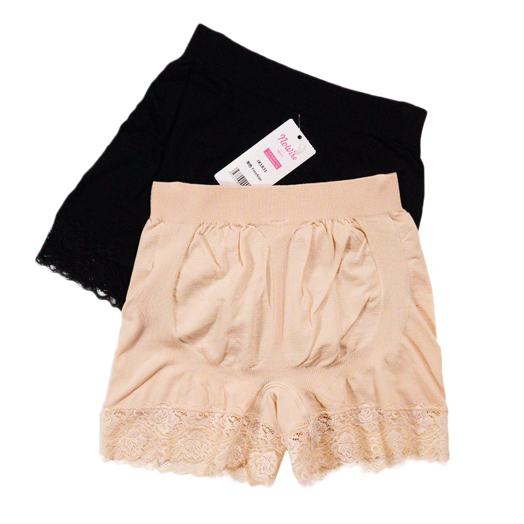 夏季莫代爾雙層襠部蕾絲花邊防走光打底褲