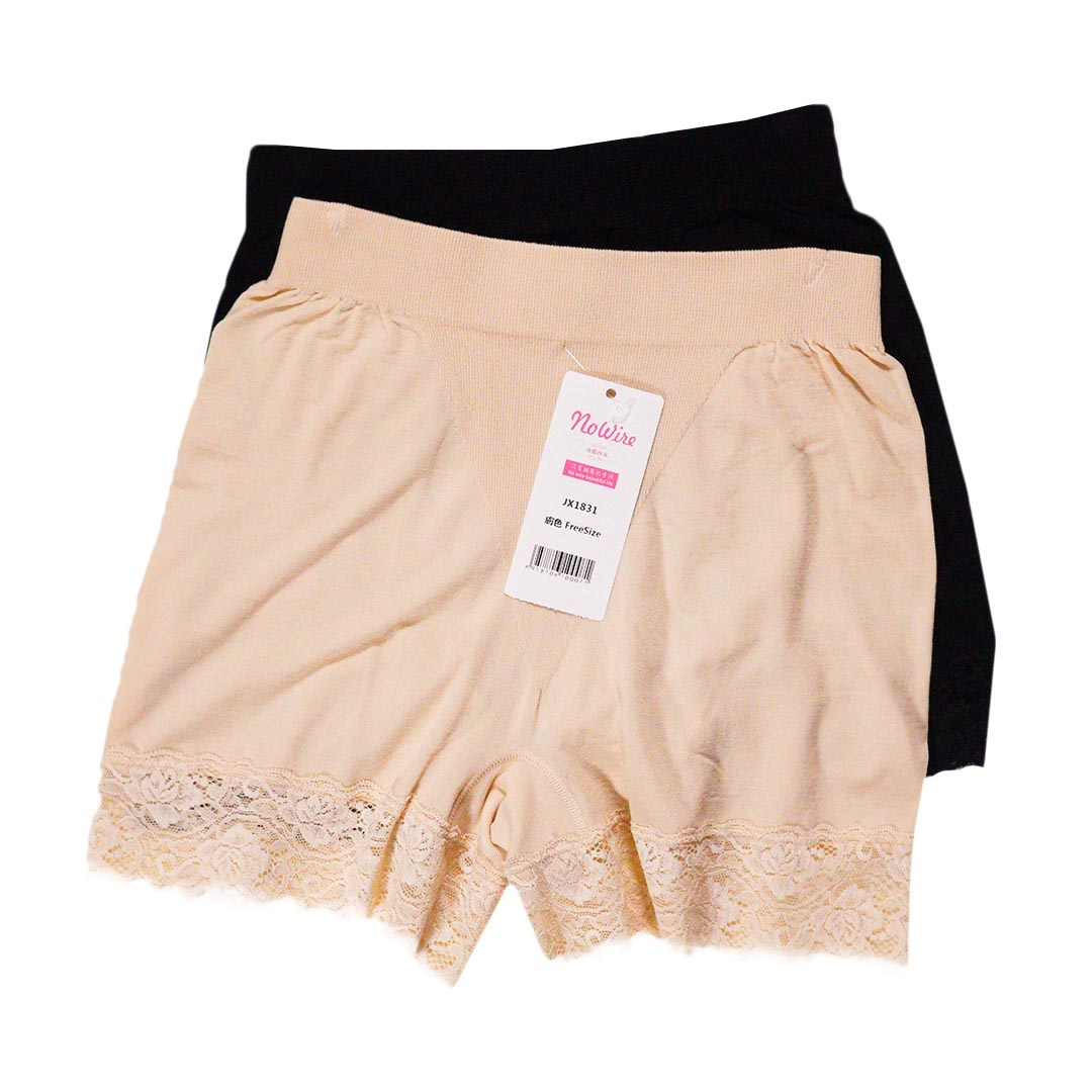 夏季莫代爾雙層襠部蕾絲花邊防走光打底褲