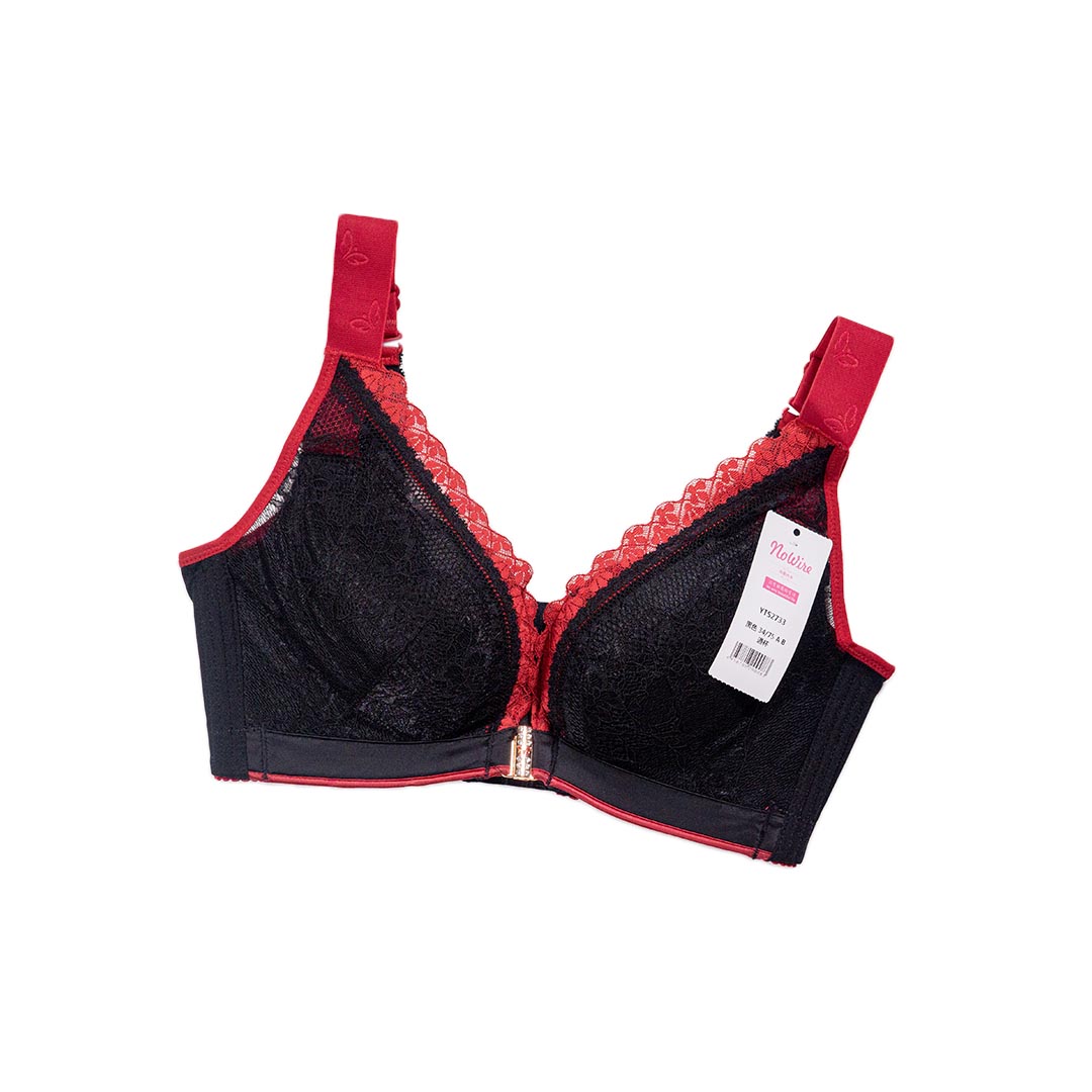 性感前扣蕾絲無鋼圈聚攏收副乳大胸顯小調整型內衣