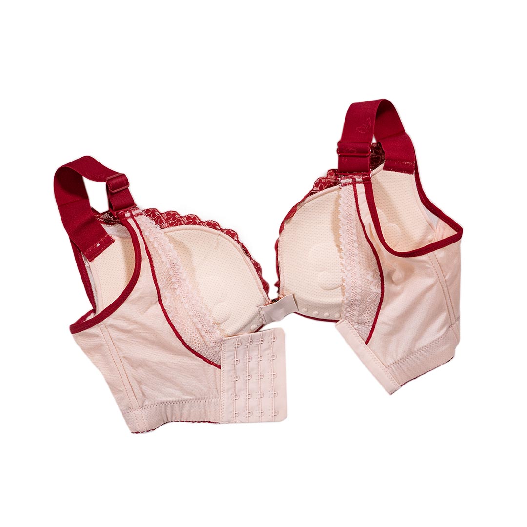 性感前扣蕾絲無鋼圈聚攏收副乳大胸顯小調整型內衣