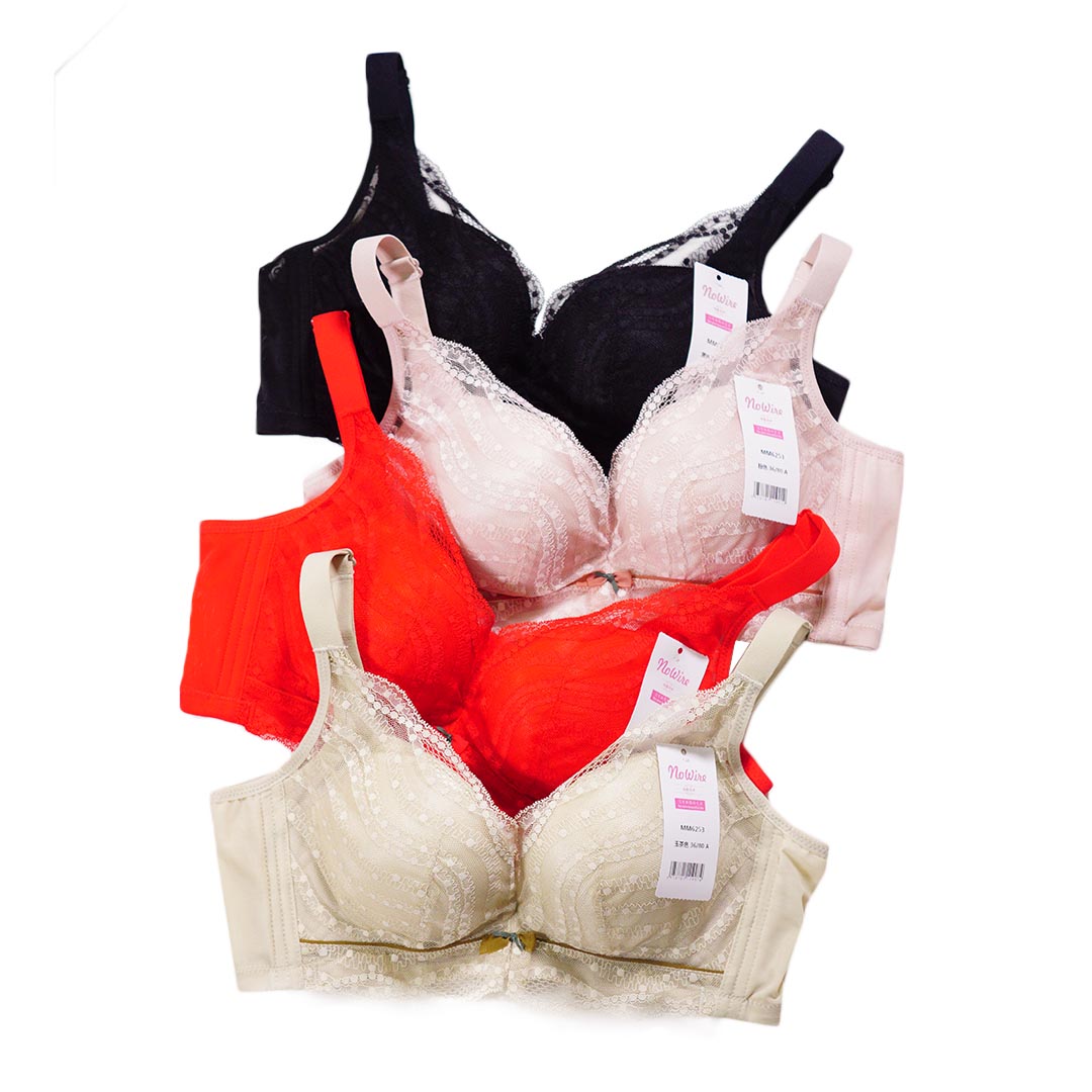 性感波紋蕾絲無鋼圈小胸顯大聚攏調整型內衣