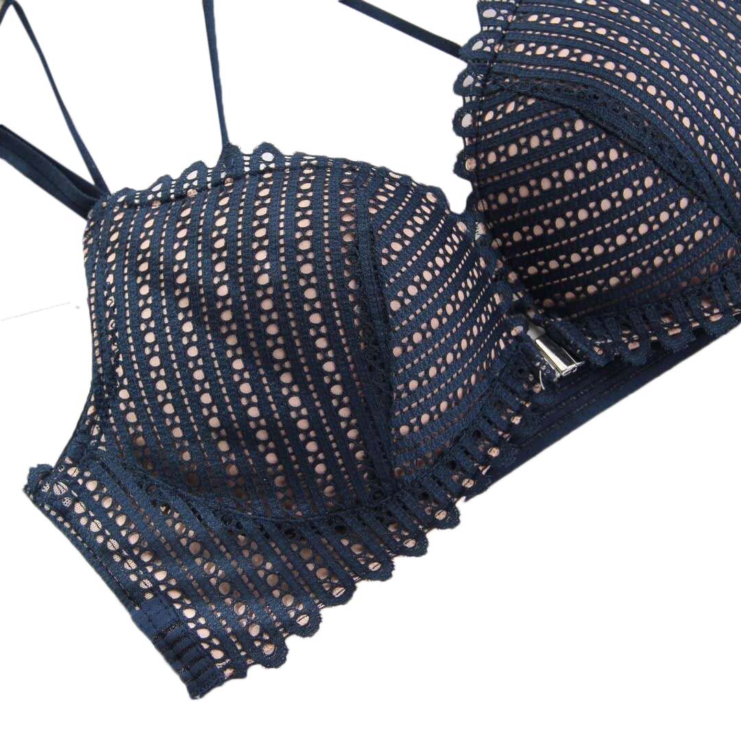 法式交叉美背無鋼圈性感前扣式內衣