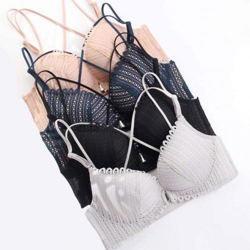 法式交叉美背無鋼圈性感前扣式內衣