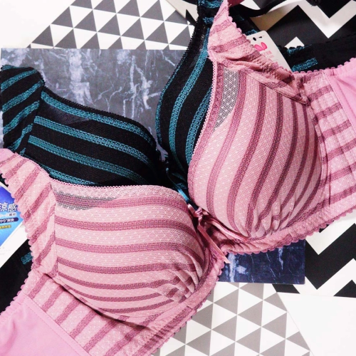 Summer cooling striped control top with chest-high functional bra design