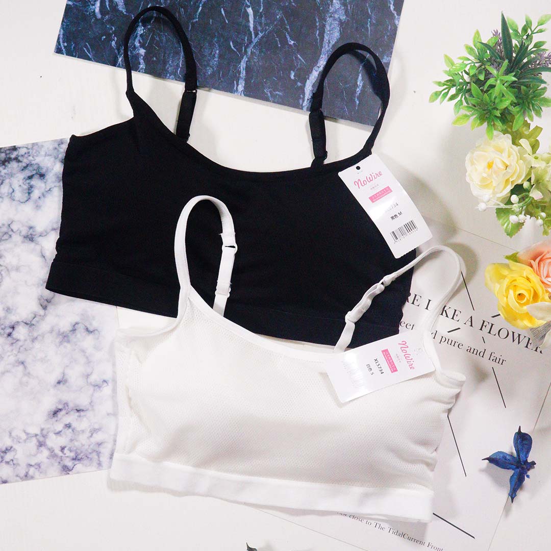 透氣網布抹胸一體式運動短吊帶無鋼圈帶胸墊內衣