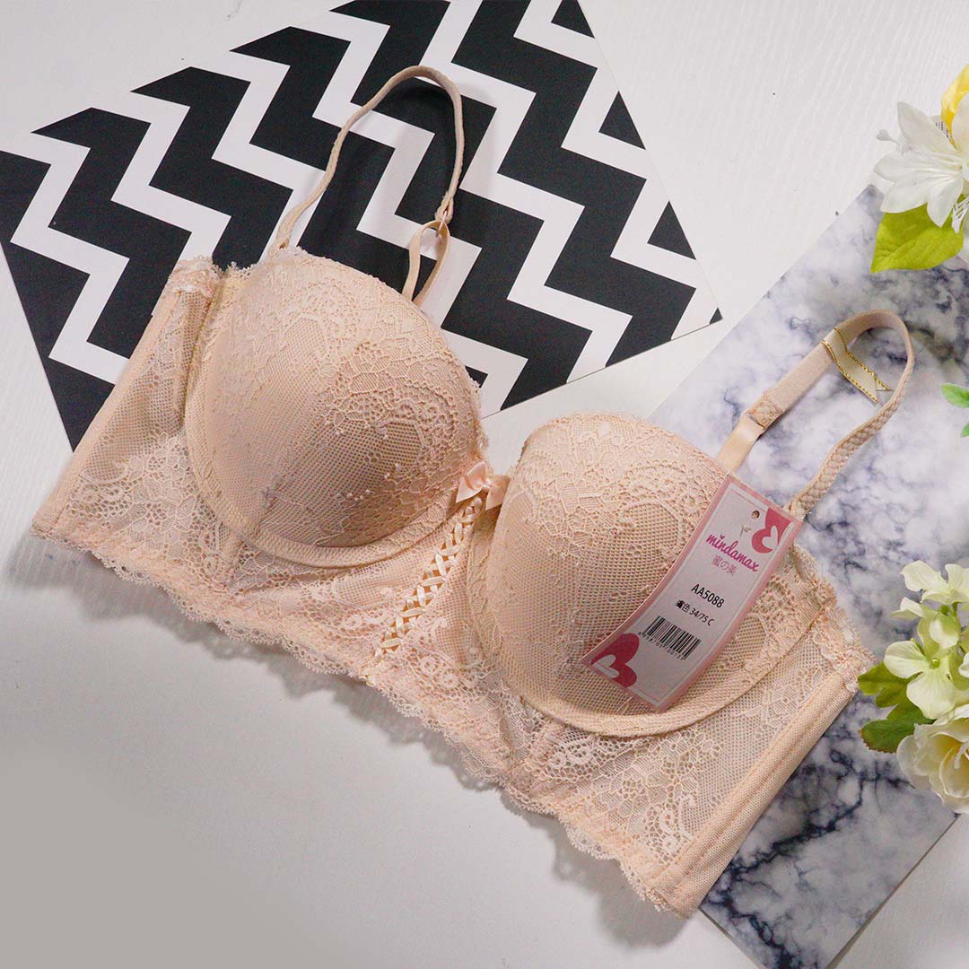 五排扣性感蕾絲鏤空聚攏舒適上薄下厚有鋼圈內衣