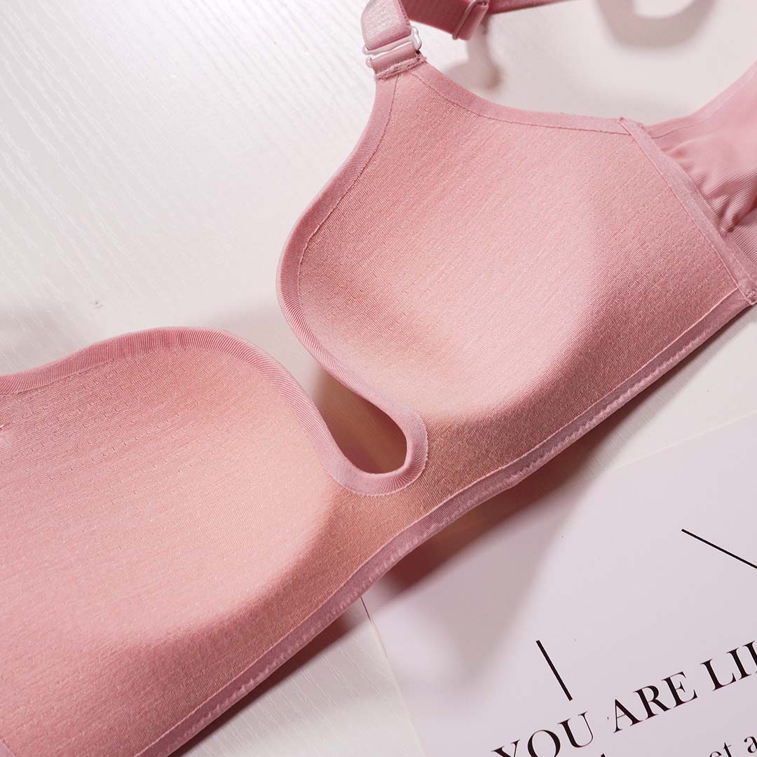 無痕無鋼圈一片式深V聚攏內衣-兩排扣