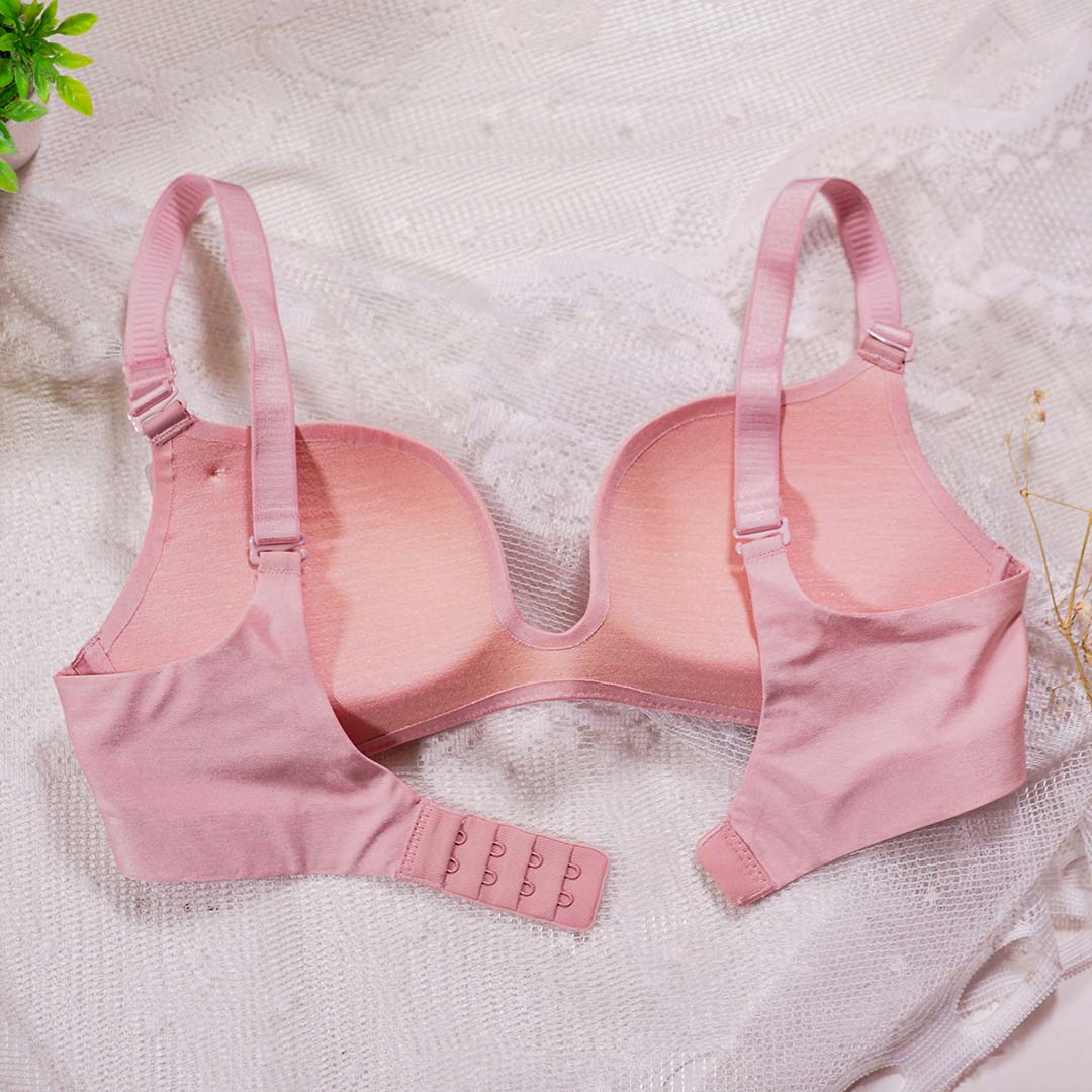 無痕無鋼圈一片式深V聚攏內衣-兩排扣