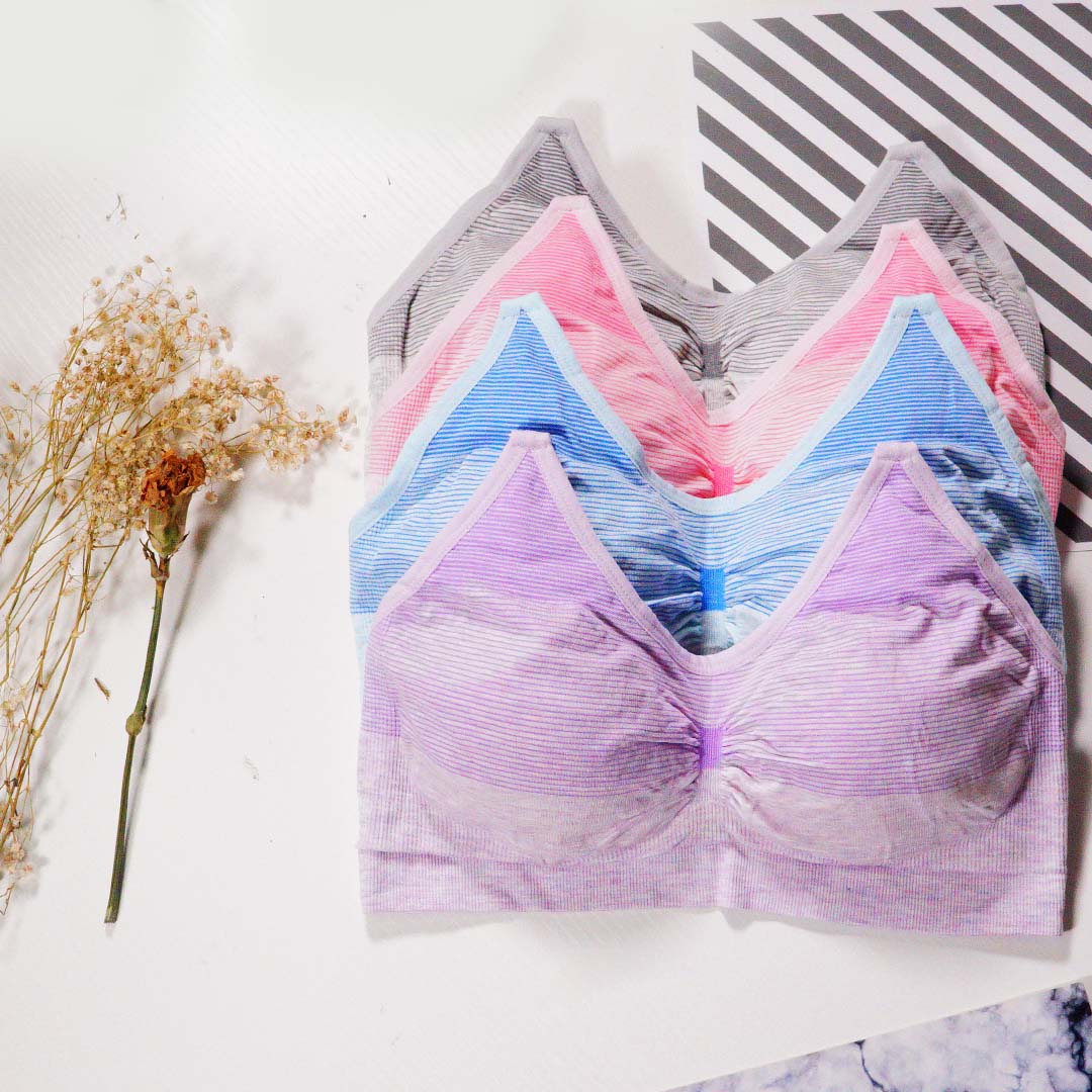 台灣專利健康透氣杯-透氣小清新 無鋼圈運動內衣4件組