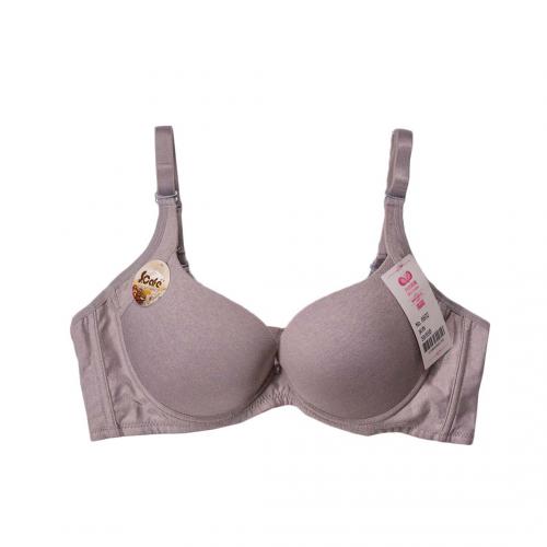 Plain-colored coffee-colored cotton T-shirt bra with moisture-wicking and sweat-absorbing properties, without any traces of stitching.