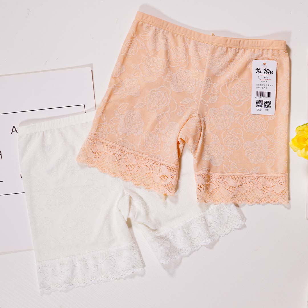 冰絲無痕提花平角安全褲防走光褲