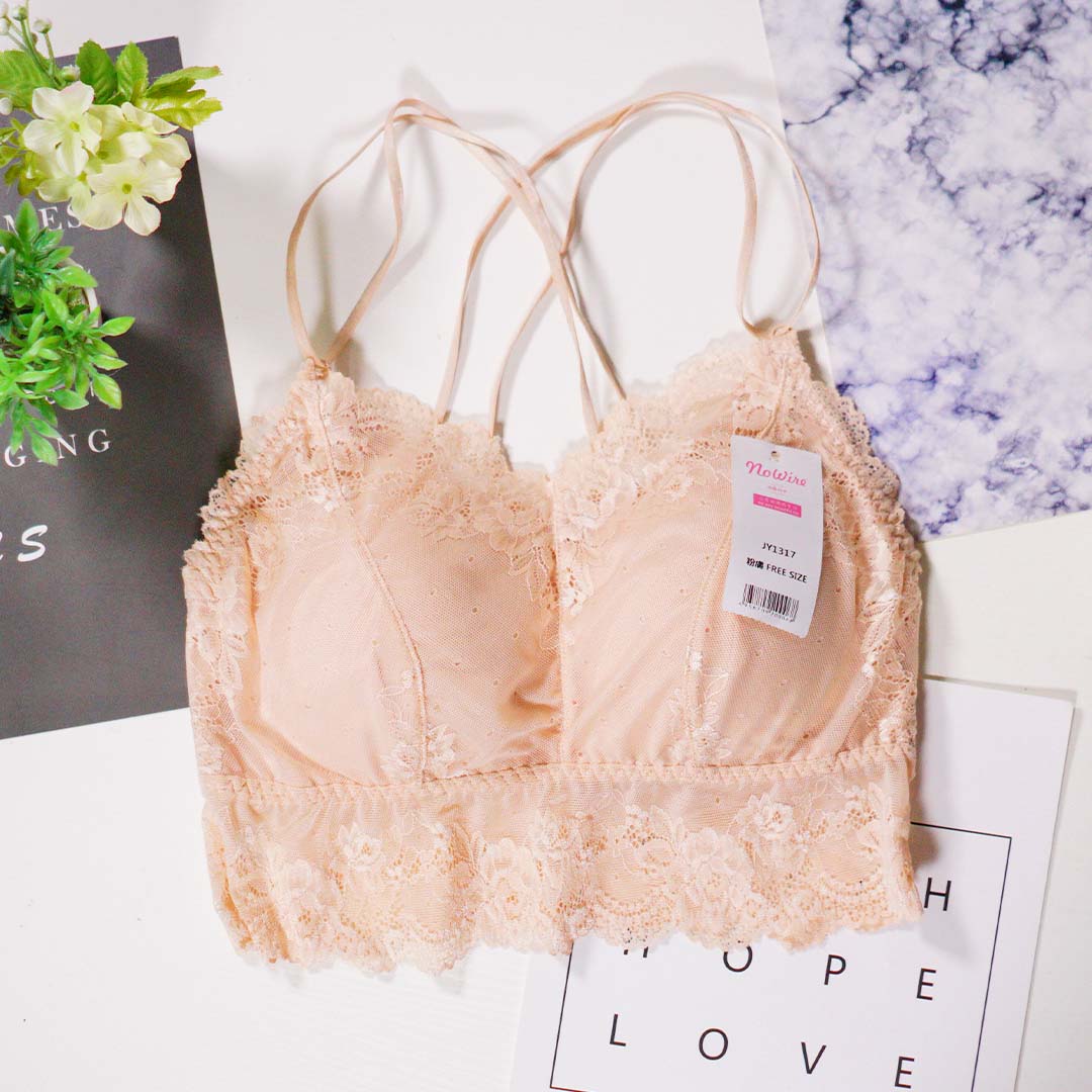 柔軟舒適性感蕾絲交叉美背吊帶裹胸背心內衣