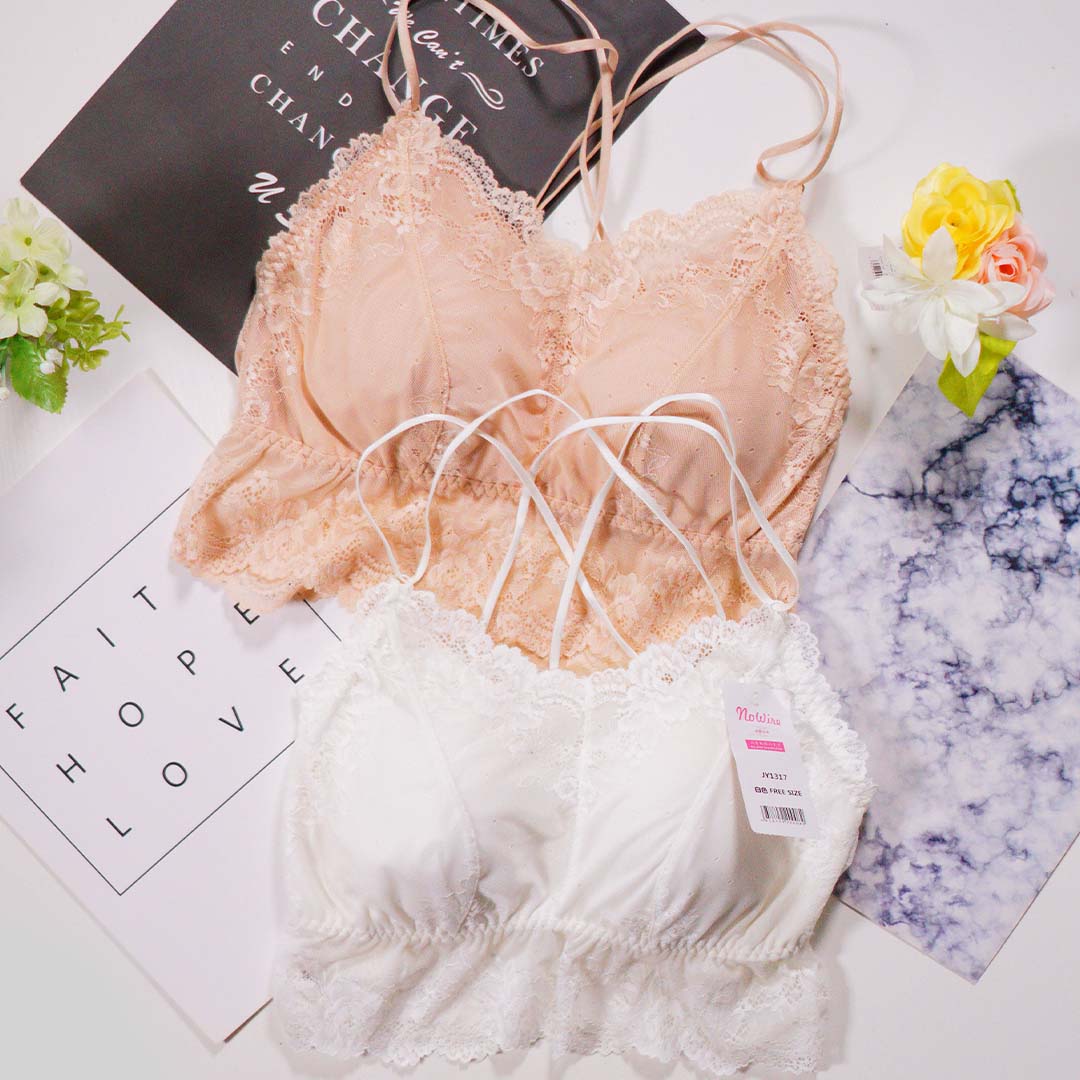 柔軟舒適性感蕾絲交叉美背吊帶裹胸背心內衣