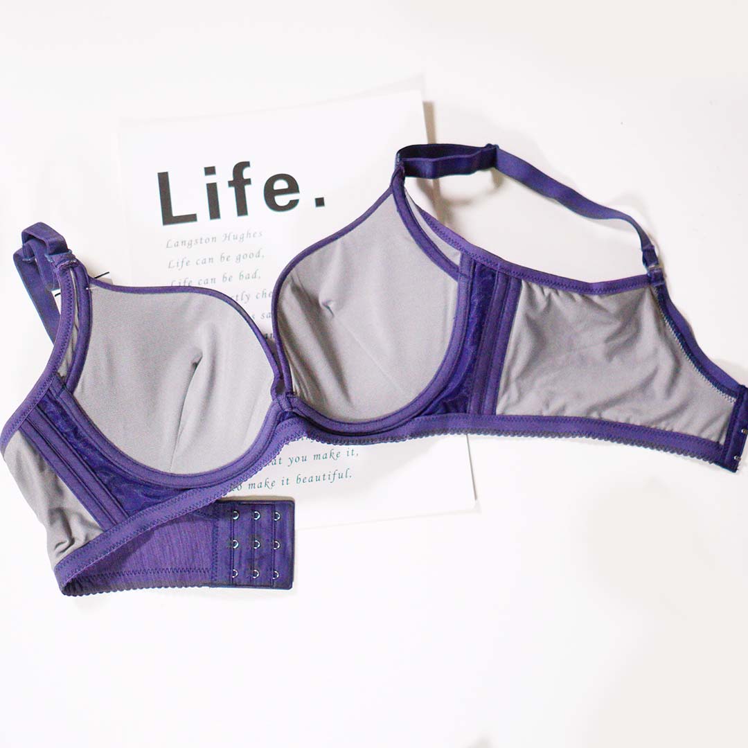 素面咖啡紗超包超舒適零雞心深V內衣