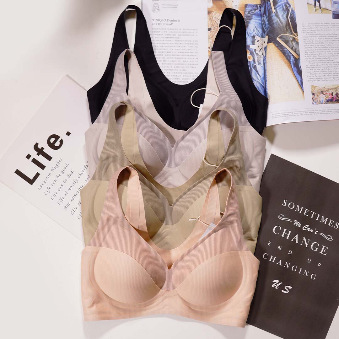 條紋撞色無痕無鋼圈果凍軟支撐Air空氣內衣