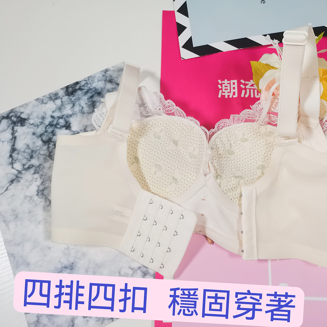 法式性感碎花蕾絲小胸聚攏無鋼圈調整型內衣