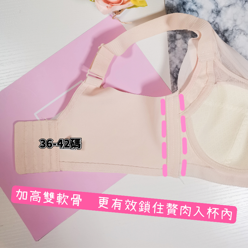 超薄大罩杯法式光面側收副乳軟鋼圈內衣  （36-46碼）