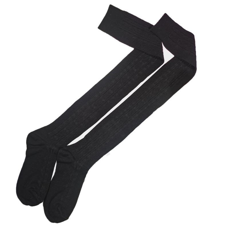麻花膝上襪黑色