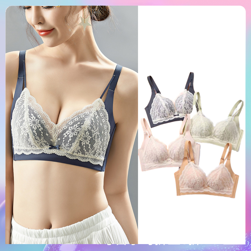 性感蕾絲無痕無鋼圈舒適聚攏側收副乳調整型內衣