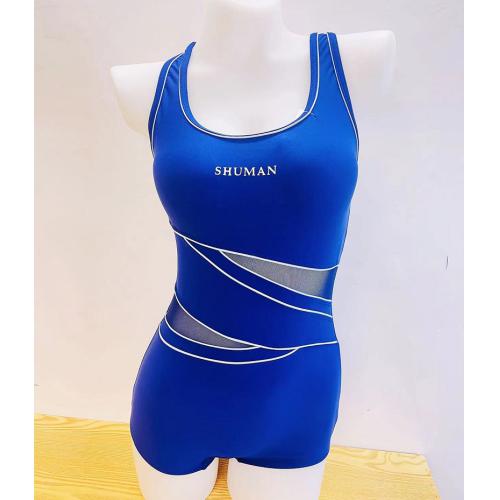 時尚網紗連體平角泳衣