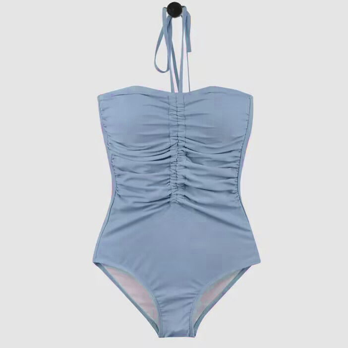 繞頸無肩款連體泳衣