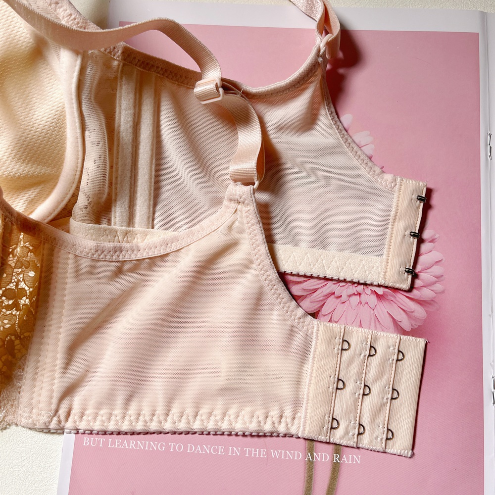 純色蕾絲優雅無鋼圈內衣-涼感除臭 - 無鋼圈