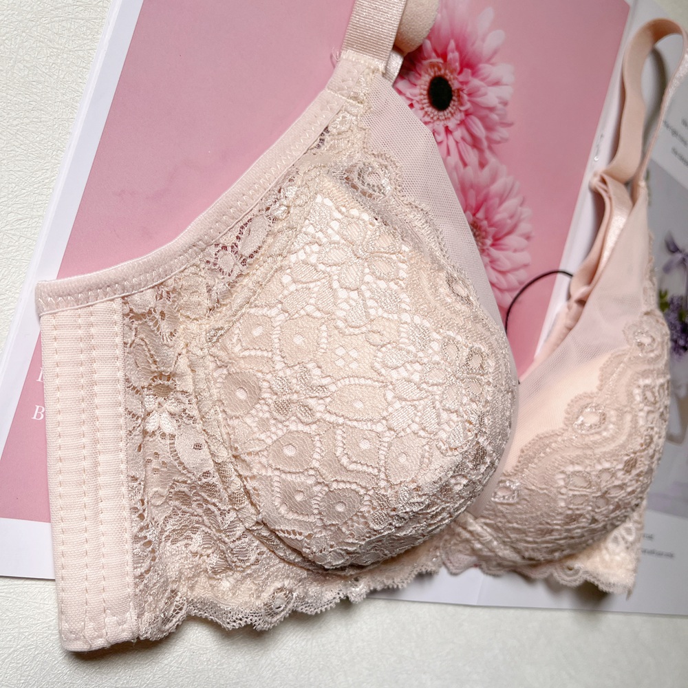 純色蕾絲優雅無鋼圈內衣-涼感除臭