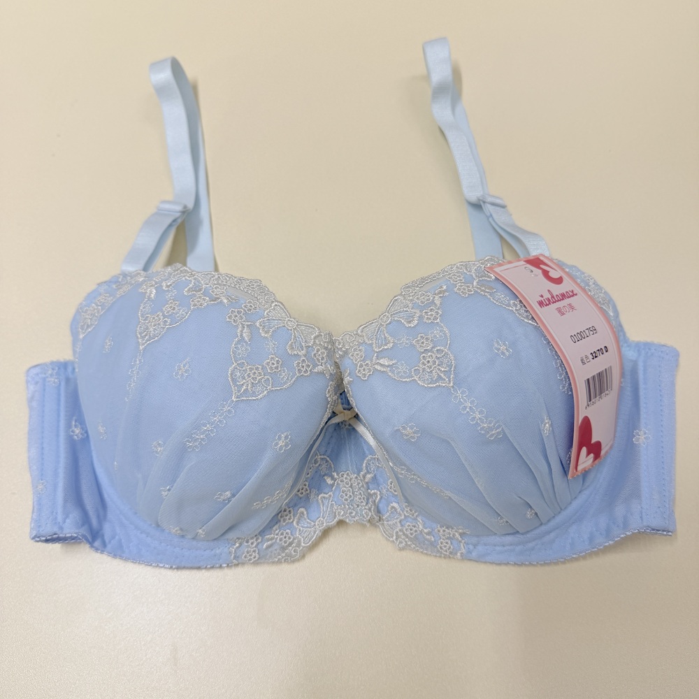 日本少女心甜美刺繡雪紡大罩內衣