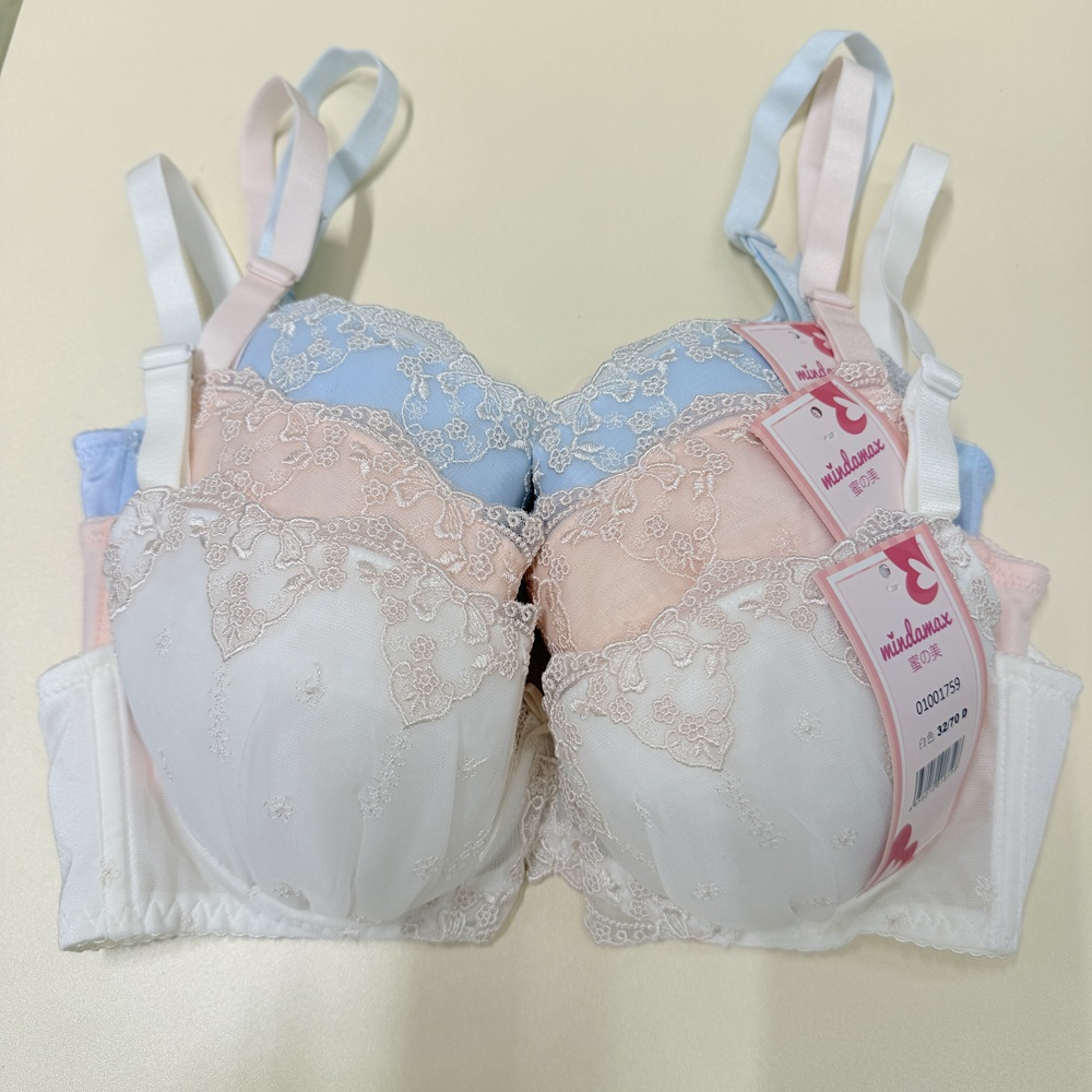 日本少女心甜美刺繡雪紡大罩內衣